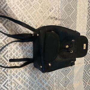 Elegant Black Leather Backpack